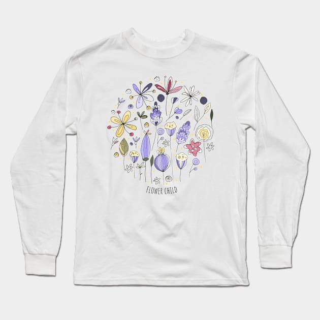 Flower Child Long Sleeve T-Shirt by FluxionHub